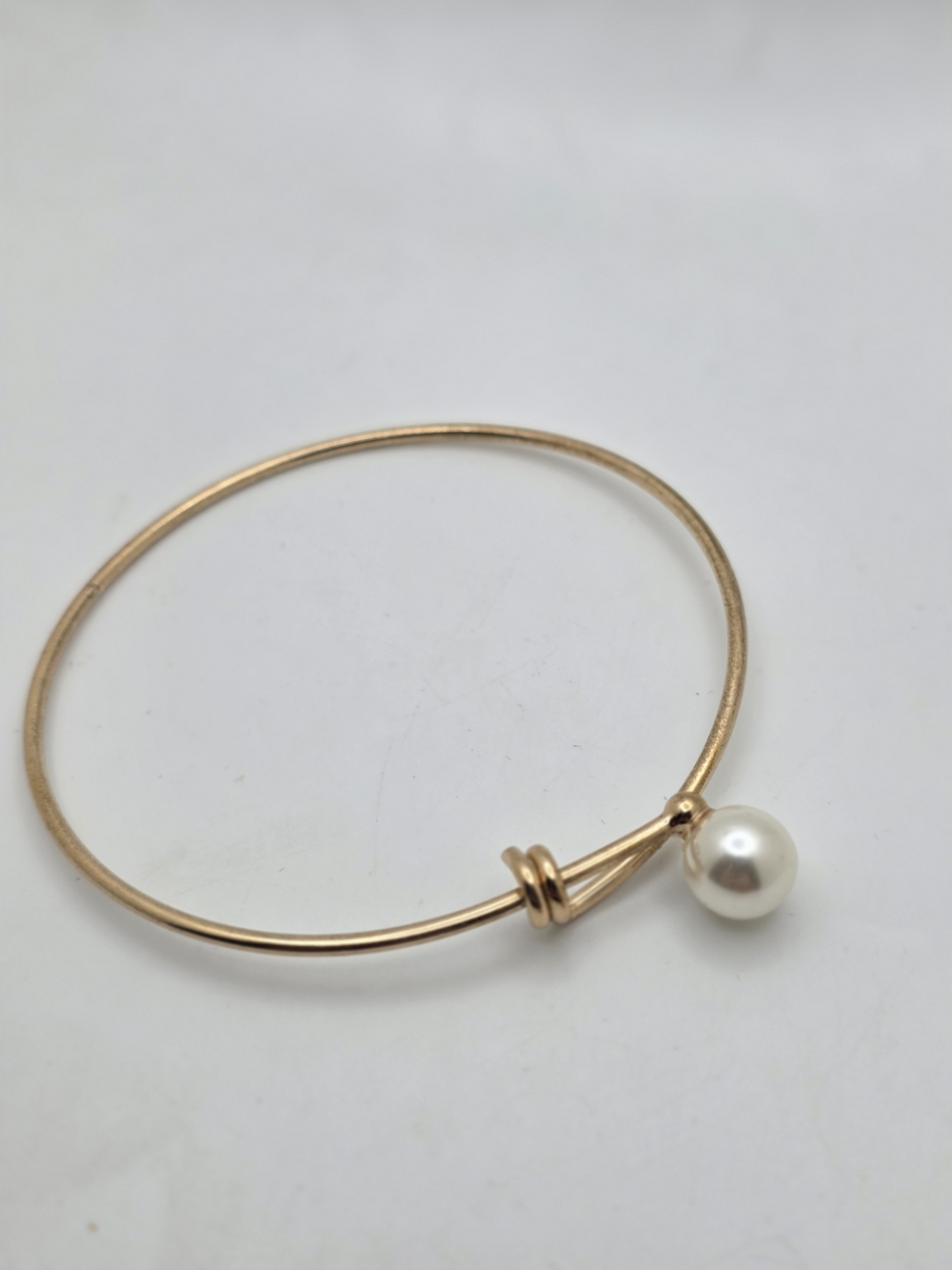 Gold Pearl Accent Bangle Bracelet - Women Jewelry